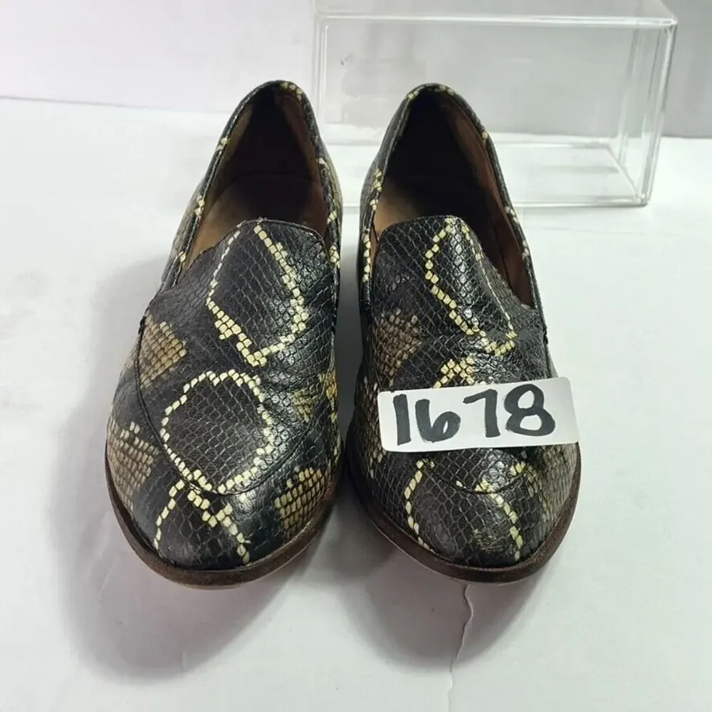 Madewell Shoes Womens 9 Brown Frances Loafer in Snake Print Embossed Leather
